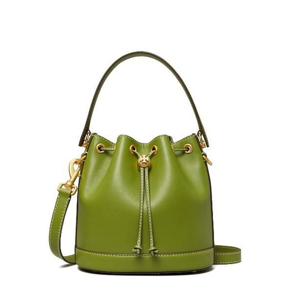 Tory Burch T Monogram Leather Bucket Bag in Shiso - Picture 1 of 10